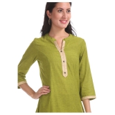 Karigari Green Cotton Princess cut Kurti - S