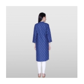 CEFALU - Navy Cotton Blend Women''s Straight Kurti ( Pack of 1 ) - None