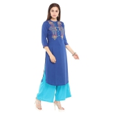 Alena - Blue Rayon Women''s Straight Kurti - XL