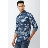 Men Blue Slim Fit Print Full Sleeves Casual Shirt