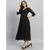 Curvydrobe Georgette Embellished Midi Womens Fit & Flare Dress - Black ( Pack of 1 ) - None