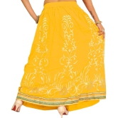 Daffodil Printed Long Skirt with Embellished Patch Border