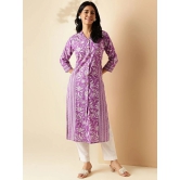 Vbuyz Cotton Printed Front Slit Womens Kurti - Lavender ( Pack of 1 ) - None