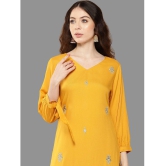 Janasya Rayon Embroidered Straight Womens Kurti - Mustard ( Pack of 1 ) - None