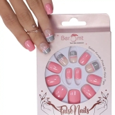 PRINTED SHORT SQUARE NAILS - (NAIL KIT INCLUDED)-Light Baby Pink