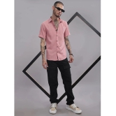 Paul Street Polyester Slim Fit Self Design Half Sleeves Mens Casual Shirt - Pink ( Pack of 1 ) - None