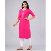 MAUKA Rayon Solid Straight Womens Kurti - Pink ( Pack of 1 ) - None