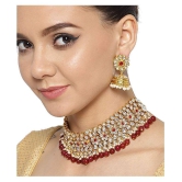 YouBella Jewellery Sets for Women Gold Plated Kundan Wedding Bridal Necklace Jewellery Set with Earrings for Girls/Women (Red) - Red