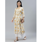 Divena - Off White Cotton Flex Womens Straight Kurti ( Pack of 1 ) - None