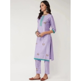 Pannkh Viscose Embroidered Straight Womens Kurti - Lavender ( Pack of 1 ) - None