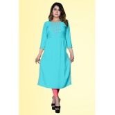 haya fashion - Light Blue Rayon Women's A-line Kurti ( Pack of 1 ) - None