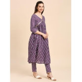 gufrina Cotton Printed Kurti With Pants Womens Stitched Salwar Suit - Purple ( Pack of 1 ) - None