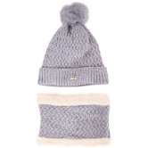 PENYAN Girls Gray Woollen Caps For Winter ( Pack of 1 ) - Gray