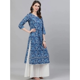 Antaran Cotton Printed Straight Womens Kurti - Blue ( Pack of 1 ) - None