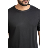 Men Solid Round Neck Polyester Black T-Shirt