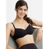 Jockey 1723 Wirefree Padded Super Combed Cotton Elastane Lace Styling T-Shirt Bra - Black - None