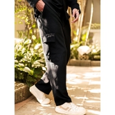 Cord Knit Textured Black Baggy Fit Cargo-S / White