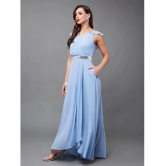 Miss Chase Georgette Solid Full Length Womens Gown - Blue ( Pack of 1 ) - None