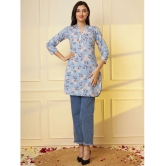 Tissu Cotton Printed Straight Womens Kurti - Blue ( Pack of 1 ) - None