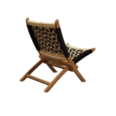 Orchid Homez Hand Woven Lounge Chair Folding Solid Wood Outdoor Chair (Natural) (Black-White)