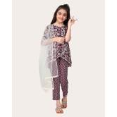 Designer Cotton Print Work Kid Top Bottom With Dupatta Purple-Purple / 13 - 14 Years