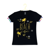 Girls Casual Short Sleeve Printed Cotton T Shirt (Black) PID49318