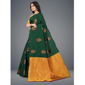 Om Shantam Sarees - Green Jacquard Saree With Blouse Piece ( Pack of 1 ) - Green