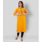 SVARCHI - Yellow Cotton Women's Straight Kurti ( Pack of 1 ) - XL