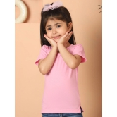 MINI & MING Girls Solid V-Neck Pure Cotton T-shirt