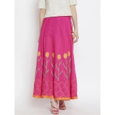 Women Pink Tulip Block Printed Flared Maxi Skirt