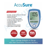 AccuSure Instant Digital Blood Glucometer Kit with 25 Strips,10 Lancet,1 Lancing device