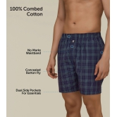 Checkmate Combed Cotton Boxer Shorts Storm Blue XXL