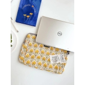 Sustainable Handmade Cotton Laptop Sleeve/Laptop Cover by Ekatra - Yellow motif