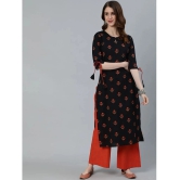 Antaran Cotton Printed Straight Womens Kurti - Black ( Pack of 1 ) - None