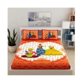 Frionkandy Cotton Double Bedsheet with 2 Pillow Covers - Red