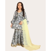 Girls Gharara Suite Set with Dupatta-Grey / 10 - 11 Years