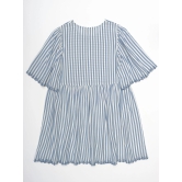 Eleonore Beautiful Flower Embroidery Girls Dress - Blue Stripes-12-13Y / Blue Stripes