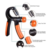 Strauss Adjustable Spring Hand Exerciser | Finger Exerciser| Hand Grip Strengthener for Men & Women (Black/Orange) - Orange