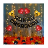 Party Propz Happy Birthday Decoration Set - For Husband Wife Girlfriend - 71Pcs Packets - Birthday Banner, Heart Foil Ballons, Metallic Balloon, Led String Lights - Birthday Decorations Item