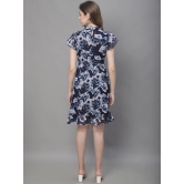 MINI & MING Floral Printed High Neck Georgette A-Line Dress