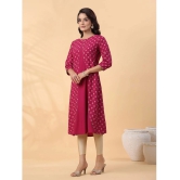 Janasya Crepe Printed Flared Womens Kurti - Wine ( Pack of 1 ) - None