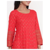 Kbz - Red Rayon Women's Flared Kurti ( ) - XL