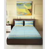 Bedspread Cotton Yellow Green Line 90X100