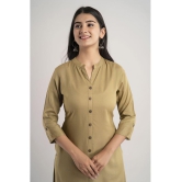 MAUKA - Khaki Rayon Women''s Front Slit Kurti ( Pack of 1 ) - None