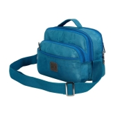 Leather World Blue Solid Messenger Bag - Blue