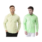 KLOSET By RIAG 100% Cotton Regular Fit Solids Full Sleeves Men's Casual Shirt - Fluorescent Green ( Pack of 2 ) - None