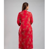 MAUKA - Red Rayon Women's Straight Kurti ( Pack of 1 ) - None