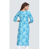 Meher Impex Cotton Embroidered Straight Womens Kurti - Blue ( Pack of 1 ) - None