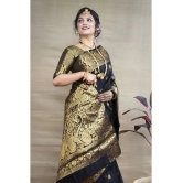 OFLINE SELCTION Banarasi Silk Woven Saree With Blouse Piece - Black ( Pack of 1 ) - Black