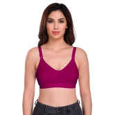 Eves Beauty Basic Bra Women Full Coverage Non Padded Bra-32D / Wine / Cotton Blend